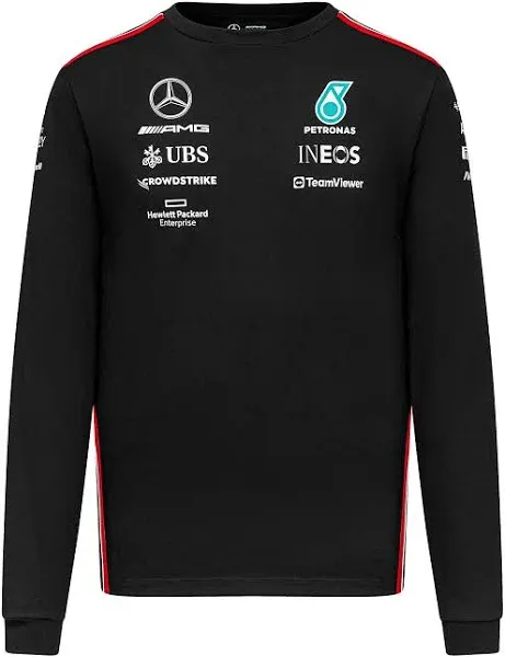 Mercedes AMG Petronas F1 2023 Team Long Sleeve Driver Tee Mens - Black - L