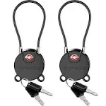 Forge TSA Approved Luggage Cable Locks Ultra-Secure dimple Key Travel Locks with Zinc Alloy Body- Black 2 Locks