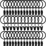 AMZSEVEN 40 Pack Curtain Rings with Clips, Drapery Clips with Rings, Hangers Drapes Rings 1.26 inch Interior Diameter, Fits Up to 1 inch Curtain Rod,