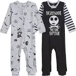 Disney Nightmare Before Christmas Jack Skellington Baby Boys 2 Pack Sleep N' Play Coverall | imagikids Kids Clothes 6-9 Months