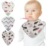 Nuby Baby Bibs - 3 Pc Muslin Bibs - Reversible 100% Natural Cotton Teething Bib - Baby Bibs For Girls And Boys, Baby Essentials