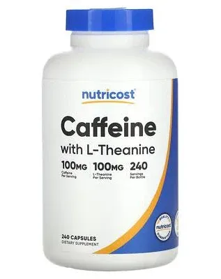 Nutricost, Caffeine with L-Theanine, 240 Capsules