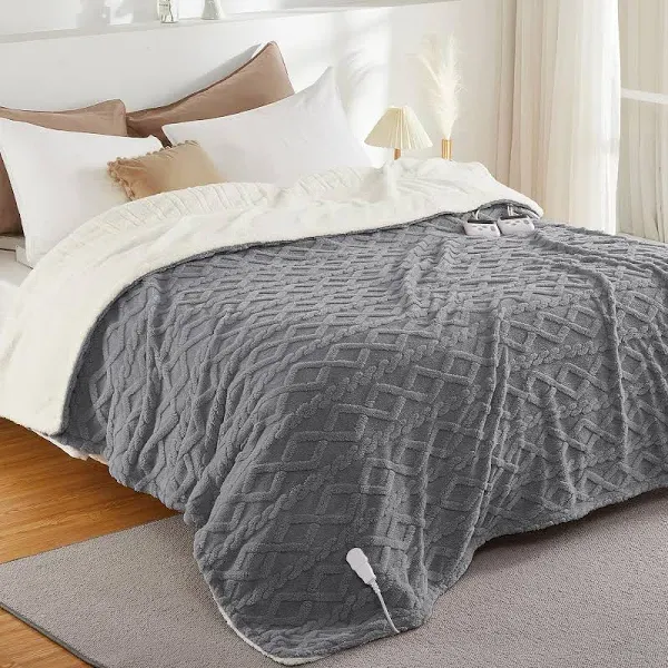 Electric Blanket Queen Dual Control Thick Tufted Heated Blanket 84&#034;×90&#034; Timer