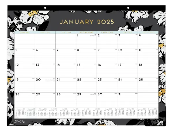 Blue Sky Monthly Desk Pad Planning Calendar