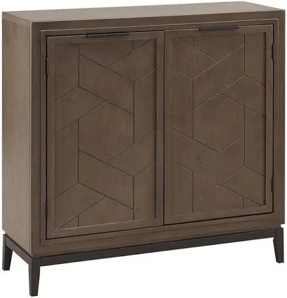 Leick Home Cabinet 30&#034; W Emmett Riverstone Mixed Metal Wood Foyer Matte Black