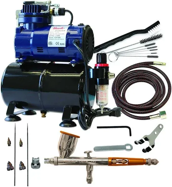 Paasche Airbrush TG-300R Double Action Gravity Feed Airbrush Set and Compressor with Tank, None