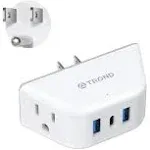 TROND Multi Plug Outlet Extender with USB, 2 Outlet Splitter with 3 USB Wall Charger (1 USB C), Wall Outlet Expander, Cruise Essentials, Plug Extender