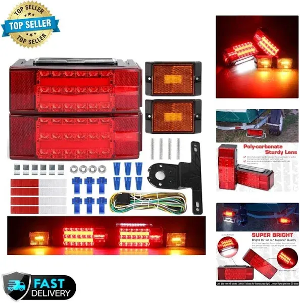 LINKITOM New Submersible LED Trailer Light Kit, Super Bright Brake Stop Turn ...