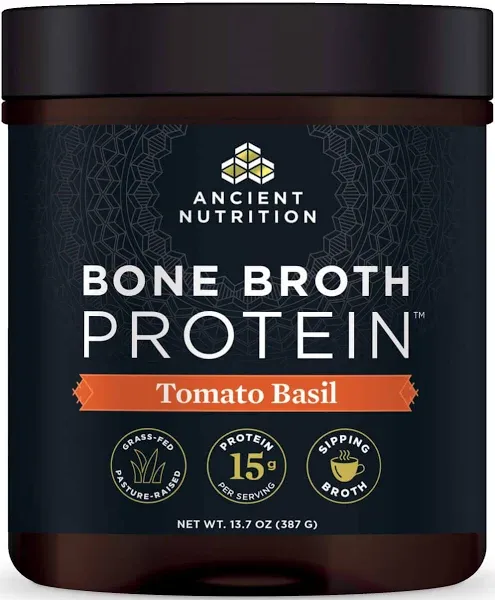 Ancient Nutrition Bone Broth Protein Powder, Tomato Basil, 15.7 oz.