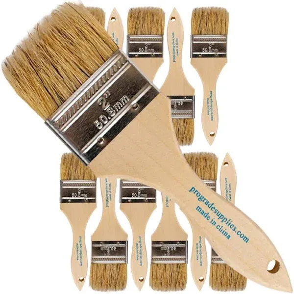 Pro Grade - Chip Paint Brushes - 12 Ea 2 Inch Chip Paint Brush Light Brown