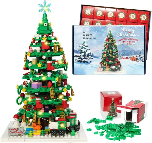 Advent Calendar 2024 Christmas Tree Building Toy Set