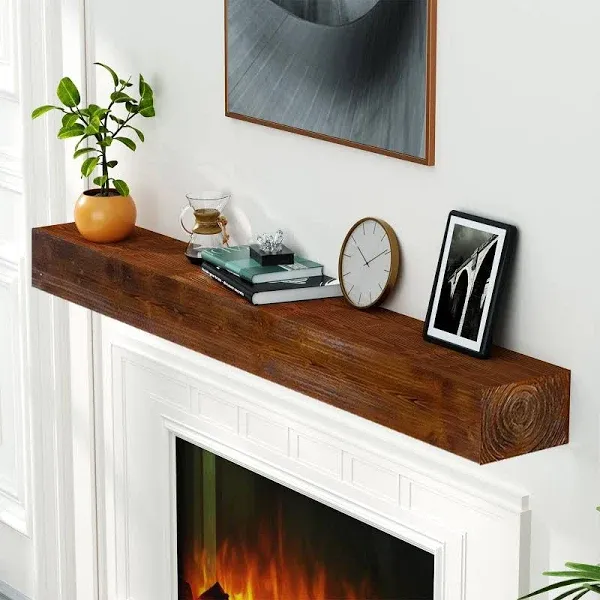  Fireplace Mantel,48&#034; Wood Floating Fireplace 48&#034;W x 8&#034;Dx 3&#034;H Wood Brown