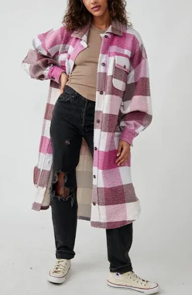 Free People Plaid Long Ruby