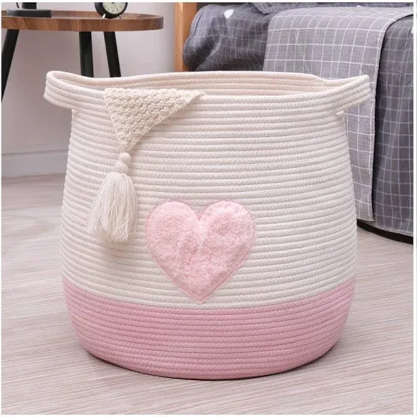 childishness ndup Large Cotton Rope Basket, Woven Storage Basket for Toy, Laundry and Blanket Organizer Basket