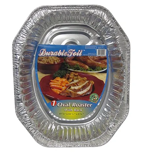 Durable Packaging Aluminum Roaster Pans Extra-Large Oval 100