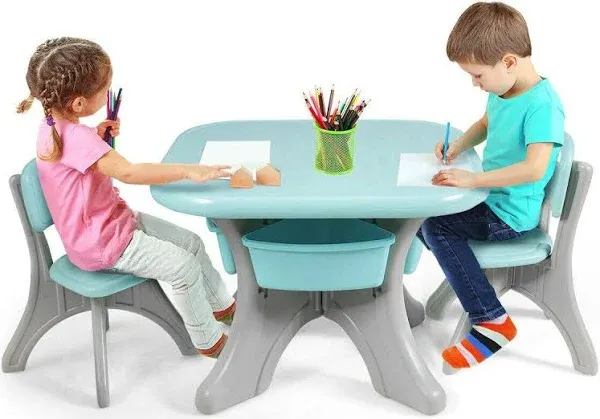 Tangkula 3 Pcs Kids Activity Storage Table & Chair Set