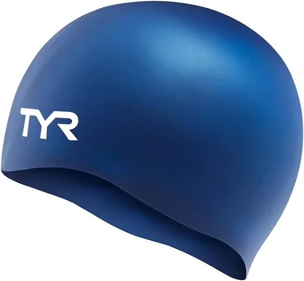 TYR Adult Silicone Wrinkle Free Swimming Cap – Navy Blue