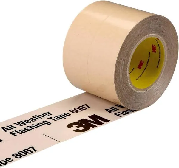 3M 8067 4" x 75' All Weather Flashing Tape, Tan, Slit Liner