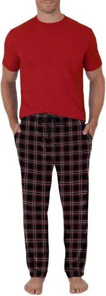 Fruit of the Loom Men's Fleece Sleep Pant and Knit Top Sleep Set