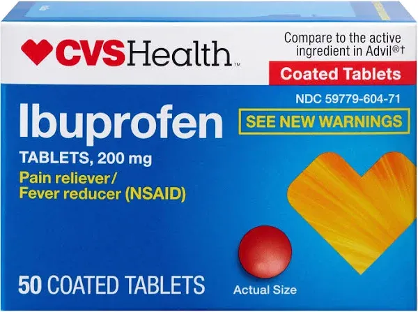 Amazon Basic Care Ibuprofen Tablets, Fever Reducer and Pain Relief from Body Aches, Headache, Arthritis and More, Brown, 200 Count (Packaging may vary)