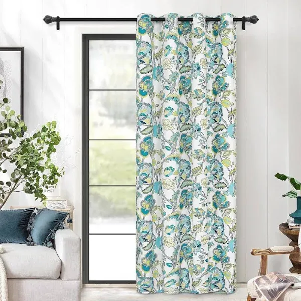 DriftAway Floral Blackout Seafoam Curtains 84 Inch Length for Living Room Bedroom 1 Panel Lined Grommet Window Drapes Thermal Rustic Farmhouse Classic America Style Curtains