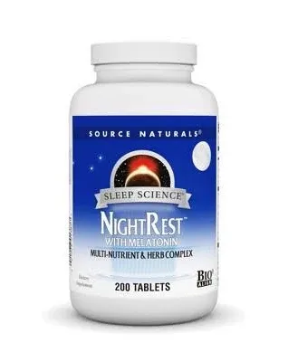 Source Naturals Sleep Science NightRest with Melatonin, Multi-Nutrient & Herb Complex - 200 Tablets