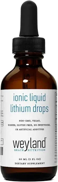 Ionic Liquid Lithium Drops - Magnesium, Sodium, Potassium, Lithium - Mood Support and Brain Health - Trace Mineral Drops, 60 mL (2 Fl Oz)