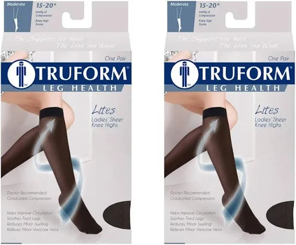 Truform Women's Sheer Compression Stockings 15-20 mmHg Knee High