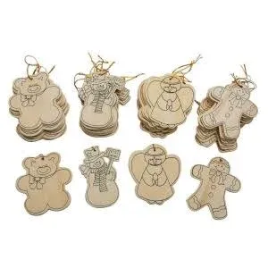 S&S Worldwide Wooden Christmas Ornaments 48/Pack