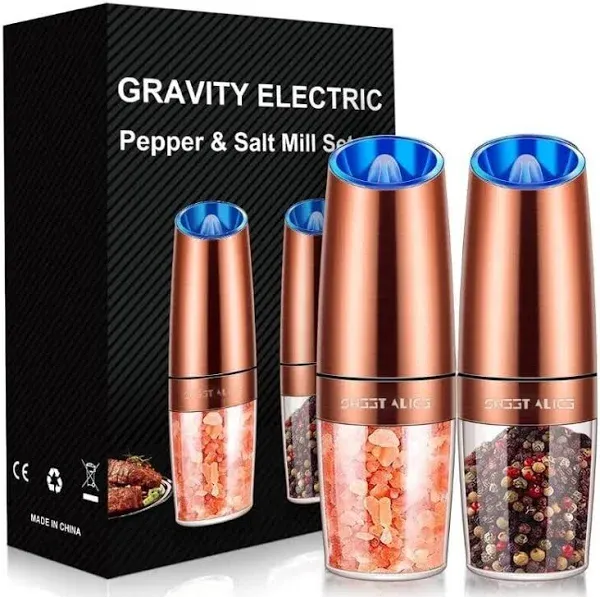 Gravity Electric Pepper and Salt Grinder Set, Adjustable Coarseness, Battery Pow