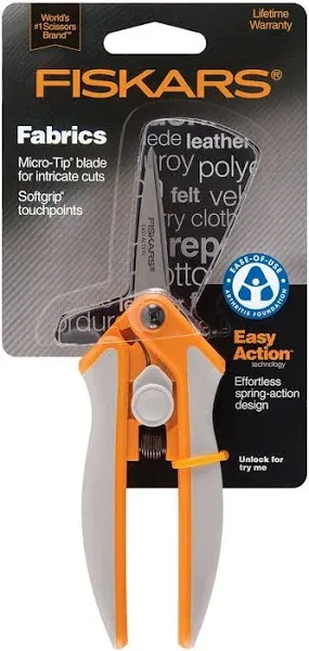 Fiskars&#174; Micro-Tip Easy Action Scissors, 6.1&quot; Long, 1.75” Cut Length, Orange/White Handle ;