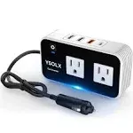 YSOLX 200W Car Power Inverter, DC 12V to 110V AC Inverter, Car Charɡer Adapter with [20W USB-C]/USB-QC(18W)/4.8A Dual USB/Dual AC Outlet, Car Pluɡ Adapter Outlet for Laptop/Road Trip