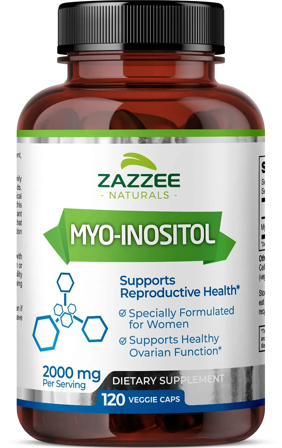 Zazzee Myo-Inositol 2000 mg per Serving 120 Capsules