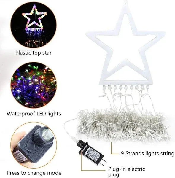 Christmas Decoration Outdoor Star String Lights,16.4Ft Christmas Tree Toppers...