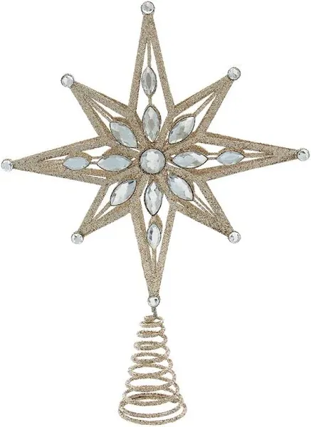 Kurt Adler 15.5-inch 30-Light Fairy Light Silver Star Tree Topper