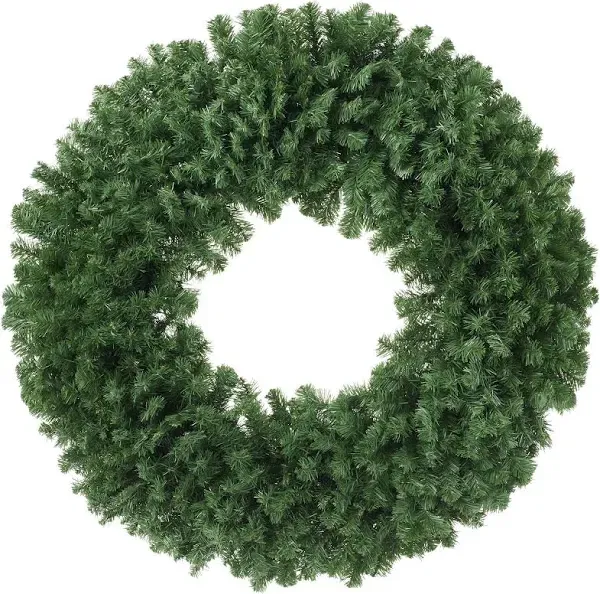 Casafield Pre-Lit Artificial Christmas Wreath for Front Door, Window or Mantel, Green Fir with White Lights Indoor/Outdoor Holiday Decor, 60 Inches