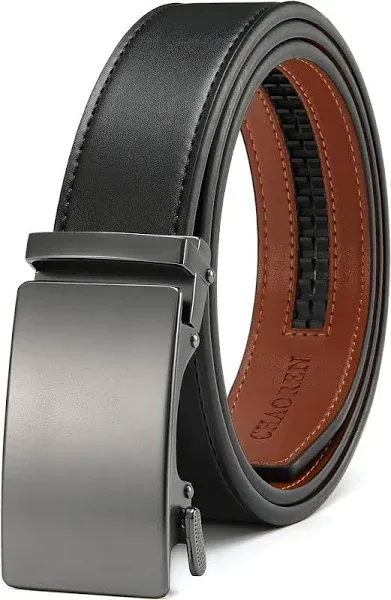 CHAOREN Ratchet Mens Leather Belt - 1 3/8" Buckley Black Mens Belt Comfort Click