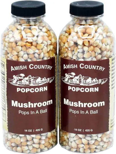 Amish Country Popcorn 2 - 14 oz Bottles Mushroom Popcorn Kernels Old Fashioned, Non-GMO and Gluten Free 2 - 14 oz Bottles