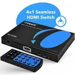 OREI HDMI Multiviewer 4x1 Seamless HDMI Switch - 4 Ports - 1080p