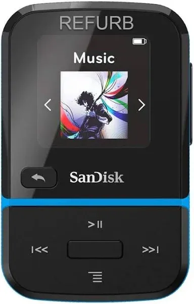 SanDisk SDMX30-016G-G46B Clip Sport Go 16GB Flash MP3 Player, Blue - 18 Hour Battery, FM Tuner