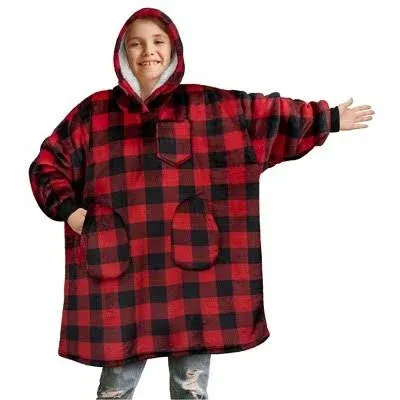 PAVILIA Kids Boy Girl Warm Cozy Oversized Giant Wearable Blanket Sweatshirt