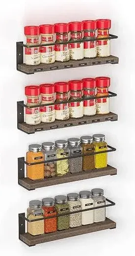 SpaceAid 4-Pack Wooden Spice Rack Organizer