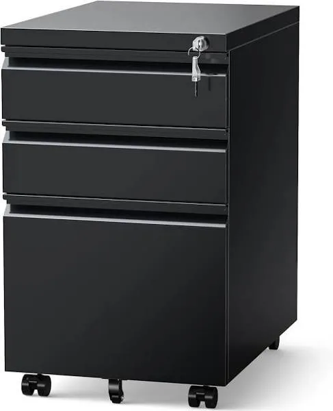 3 Drawer Mobile File Cabinet with Lock