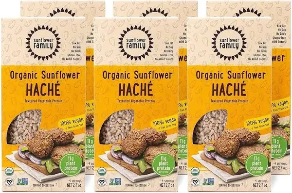 Organic Sunflower Haché - 6 Pack - 10g Protein - Plant Based Meat Substitute ...