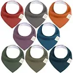 KeaBabies 8pk Organic Baby Bandana Bibs, Baby Drool Bibs for Baby Boy, Girl, Baby Bibs for Infant, Newborn (Thunder)