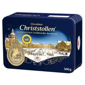 Dr. Quendt Christstollen Traditional Stollen Recipe Iconic Holiday Sweet Bread Heavy Yeast Dough with Butter, Rum Raisins, Cake is Densely Coated in Confection Sugar, Imported from Germany 1kg