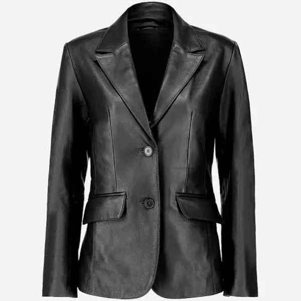 Handmade Women Causal Leather Lambskin Formal Blazer Black Motorcycle Winter