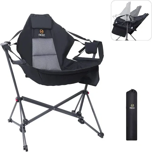 Hammock Camping Chair Swing Chair Folding Rocking Chair Camping Chair High Back Stand Cup Holder Heavy Duty Set