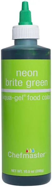 Chefmaster Neon Green Liqua -Gel Food Coloring | Vibrant Color | Professional-Grade Dye for Icing, Frosting, Fondant | Fade-Resistant | 10.5 oz