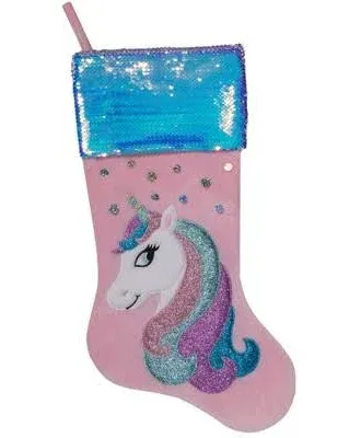 Northlight 20.5" Pink Velvet Unicorn with Sequins Christmas Stocking